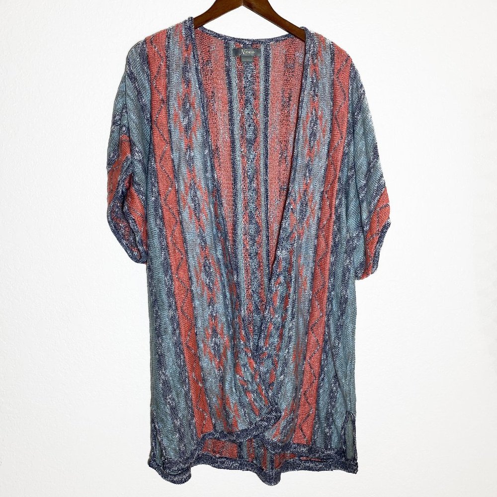 Natural Reflections Short Sleeve Open Front Knit Long Cardigan Size XL